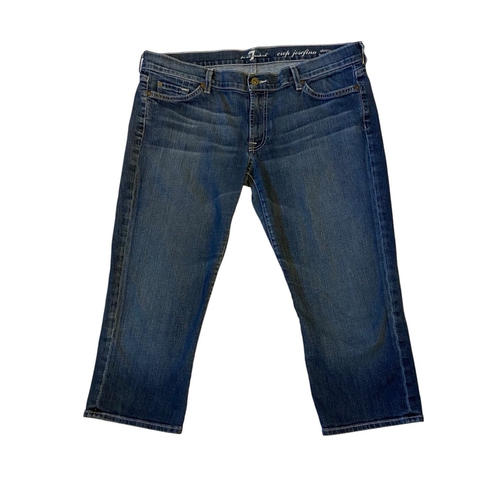 7 FOR ALL MANKIND Crop Josefina Skinny Boyfriend Capris Jeans Blue Womens 32